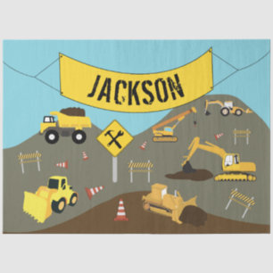 Construction Trucks Site Theme Tissue Paper