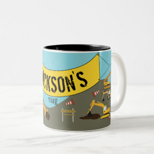 Construction Trucks Site Theme Two-Tone Coffee Mug