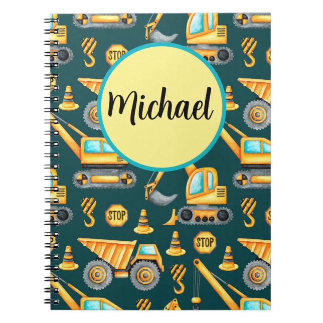 Construction Trucks Spiral Notebook, Michael  Notebook (Front)