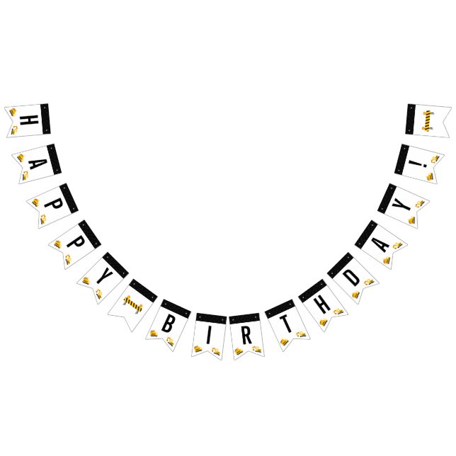 Construction Trucks Theme Birthday  Bunting Flags (All)