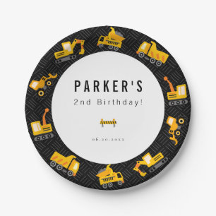 Construction Trucks Theme Birthday Paper Plate
