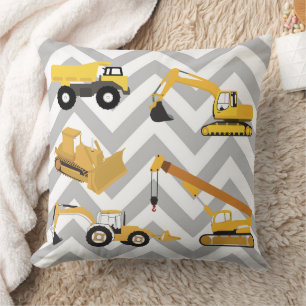 Construction Trucks Throw Pillow