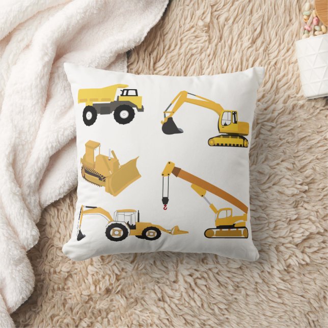 Construction Trucks Throw Pillow (Blanket)