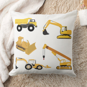 Construction Trucks Throw Pillow