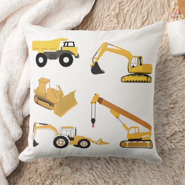Construction Trucks Throw Pillow (Blanket)