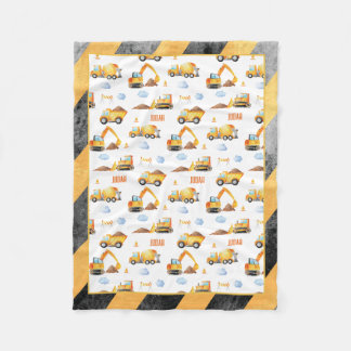 Construction Trucks & Vehicles Fleece Blanket