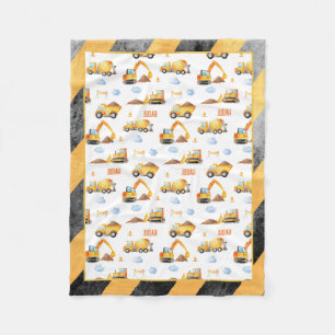 Construction Trucks & Vehicles Fleece Blanket