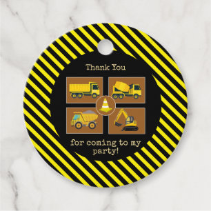 Construction Trucks Year in Review Birthday Party Favour Tags