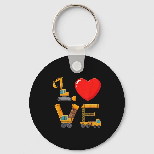 Construction Valentine Love Spelled With Trucks Ex Keychain (Front)