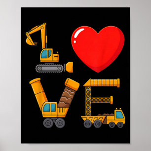 Construction Valentine Love Spelled With Trucks Ex Poster