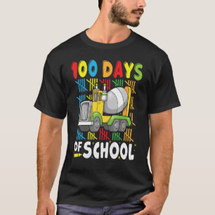 Construction Vehicle 100 days of School Cement Mix T-Shirt