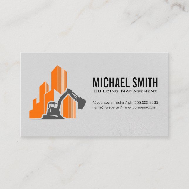 Construction Vehicle and Buildings Logo Business Card (Front)