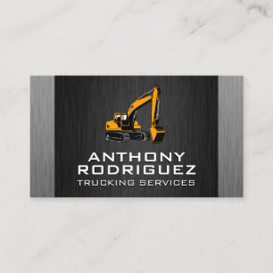 Construction Vehicle   Black Silver Metal Business Card