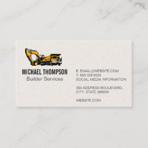 Construction Vehicle   Builder Business Card
