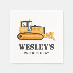 Construction Vehicle Bulldozer Birthday Party Napkin
