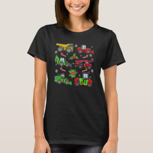Construction Vehicle Christmas Red Trucks Winter B T-Shirt