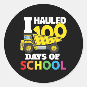 Construction Vehicle Cool 100 Days Of School Dump  Classic Round Sticker
