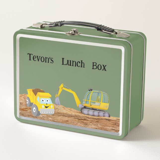Construction Vehicle Custom Lunch Box  (Front)