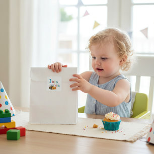 Construction Vehicle Digging Being One Birthday  Square Sticker