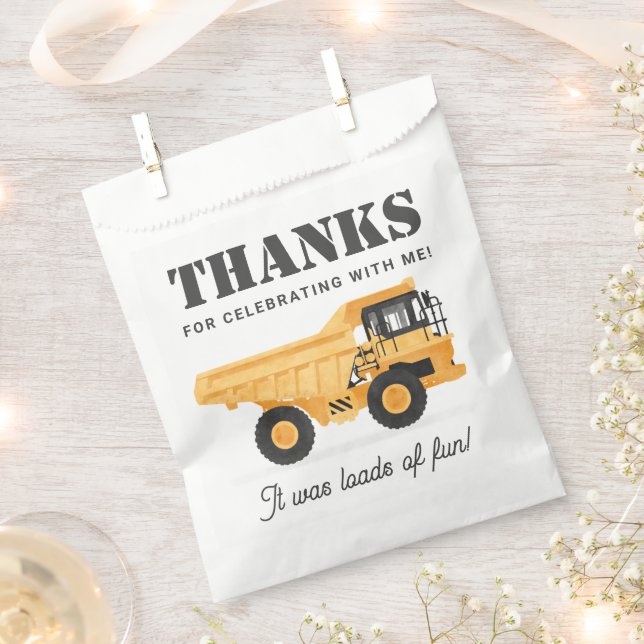 Construction Vehicle Dump Truck Birthday Favour Bag (Clipped)