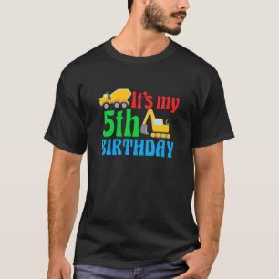 Construction Vehicle It's My 5Th Birthday Party T-Shirt
