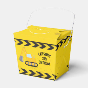 Construction Vehicle Kids Yellow Birthday Party Favor Box