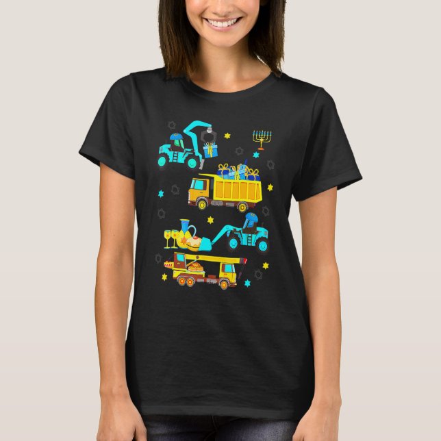 Construction Vehicle Menorah Hanukkah Chanukah Tod T-Shirt (Front)