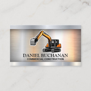 Construction Vehicle   Metal Industrial Business Card