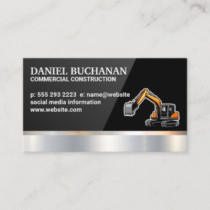 Construction Vehicle  Metallic   Black Gloss Business Card