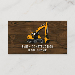 Construction Vehicle   Wood Business Card