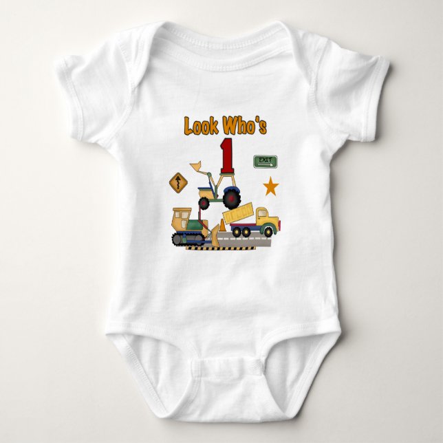 Construction Vehicles 1st Birthday Tshirts (Front)