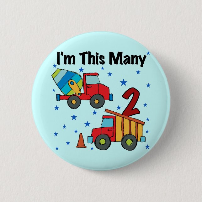 Construction Vehicles 2nd Birthday Gifts 2 Inch Round Button (Front)