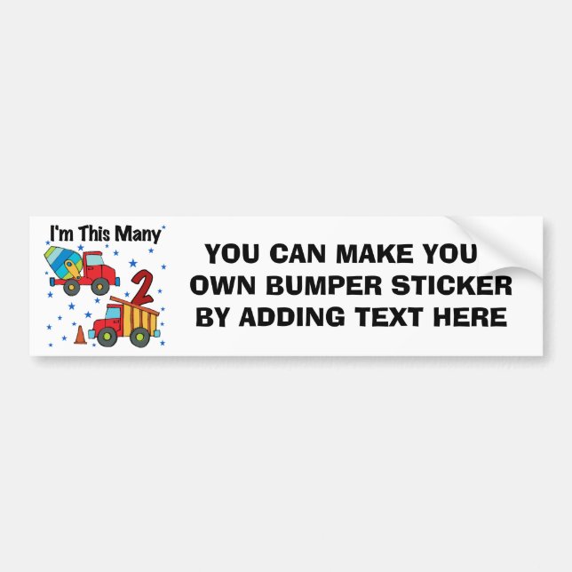 Construction Vehicles 2nd Birthday Gifts Bumper Sticker (Front)