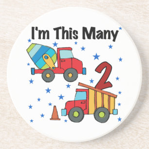 Construction Vehicles 2nd Birthday Gifts Coaster