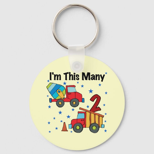 Construction Vehicles 2nd Birthday Gifts Keychain (Front)
