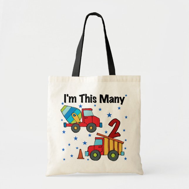 Construction Vehicles 2nd Birthday Gifts Tote Bag (Front)