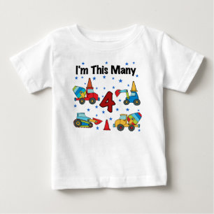Construction Vehicles 4th Birthday T-shirts