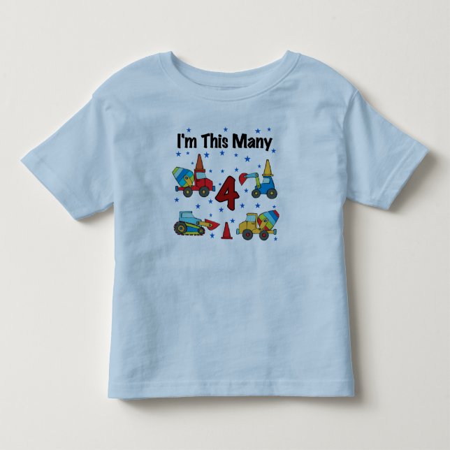 Construction Vehicles 4th Birthday T-shirts (Front)