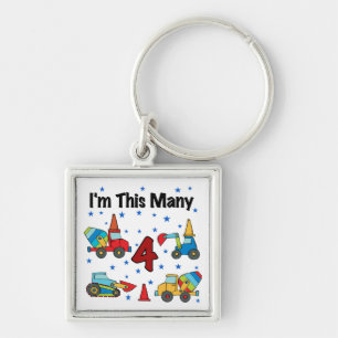 Construction Vehicles 4th Birthday T-shirts Keychain