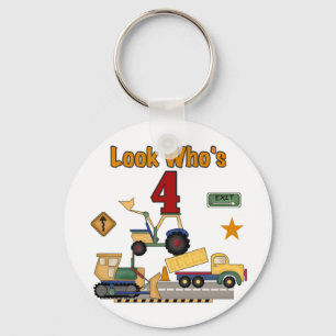 Construction Vehicles 4th Birthday Tshirts Keychain
