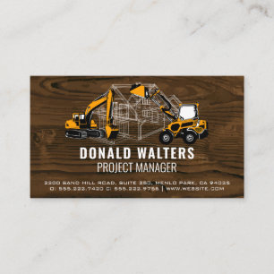 Construction Vehicles Blueprints Business Card