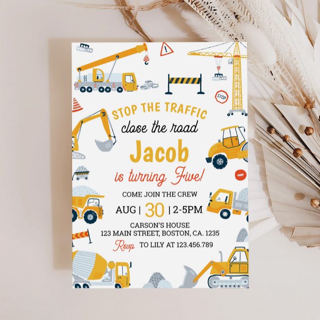 Construction Vehicles Boys Birthday Invitation (Creator Uploaded)