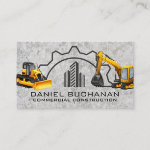 Construction Vehicles   Concrete Background Business Card