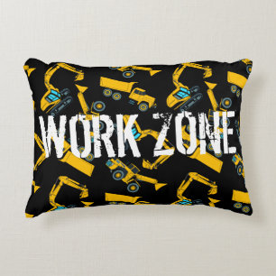 Construction vehicles decorative pillow