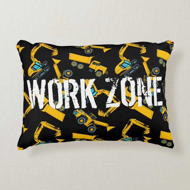 Construction vehicles decorative pillow (Front)