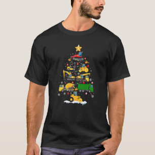 Construction Vehicles Excavator Christmas Tree Dec T-Shirt