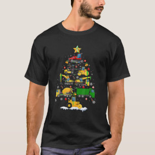 Construction Vehicles Excavator Christmas Tree Dec T-Shirt