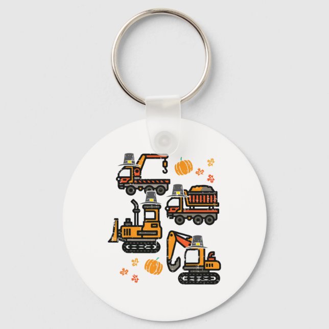 Construction Vehicles Fall Toddler Boys Thanksgivi Keychain (Front)