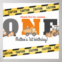 Construction Vehicles First Birthday Dump Truck
