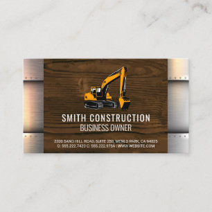 Construction Vehicles   Metal Rivets Wood  Business Card